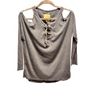 NWT CHASER Gray Cold Shoulder Top